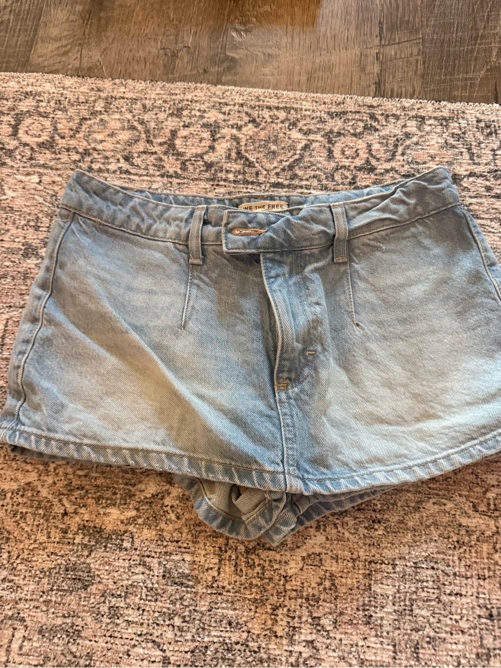 Free People Light Blue Denim Skort